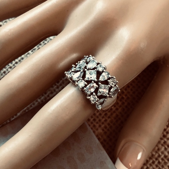 GORGEOUS Silpada 925 Sterling Silver Cosmo Cluster CZ Cocktail Ring Sz 7 HTF - Picture 4 of 6